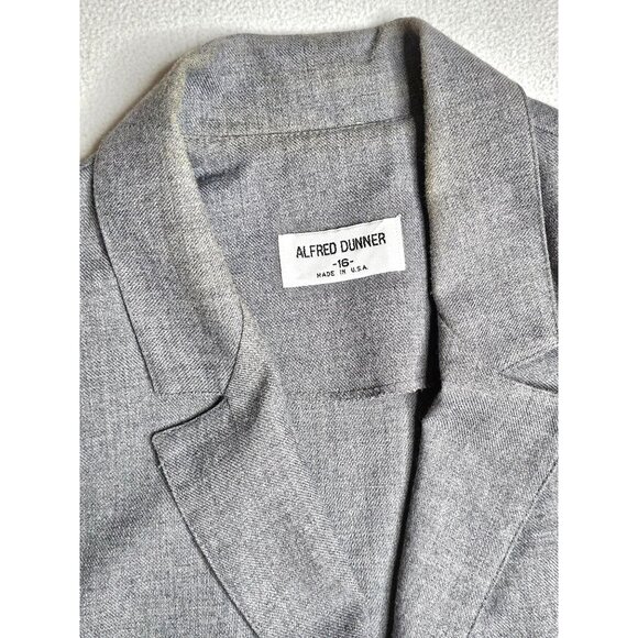 Vintage Alfred Dunner Women Gray Blazer & Skirt Suit Set Size 16 Polyester Blend - Picture 5 of 15